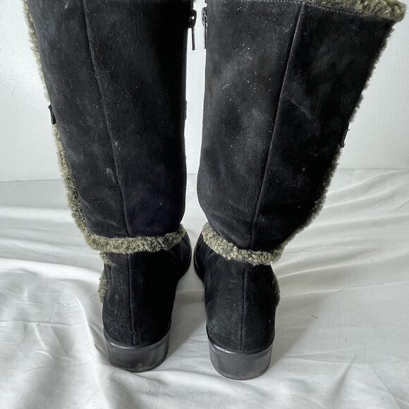 Stuart Weitzman Boots Womens Size 7.5 Suede Shearling Lined Tall Winter Zip - Picture 2 of 6